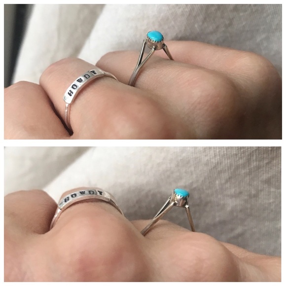 1970s NATIVE Zuni Turquoise & Sterling Silver Vintage Stacker Ring NOS Signed - Picture 5 of 5